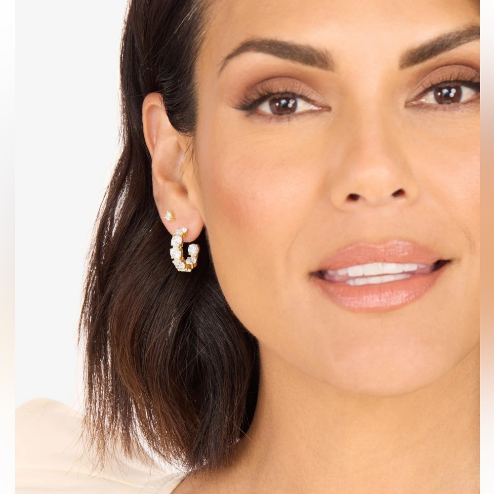 Melinda Maria "Oh She Fancy" Hoops 75" in Gold/White Diamondettes